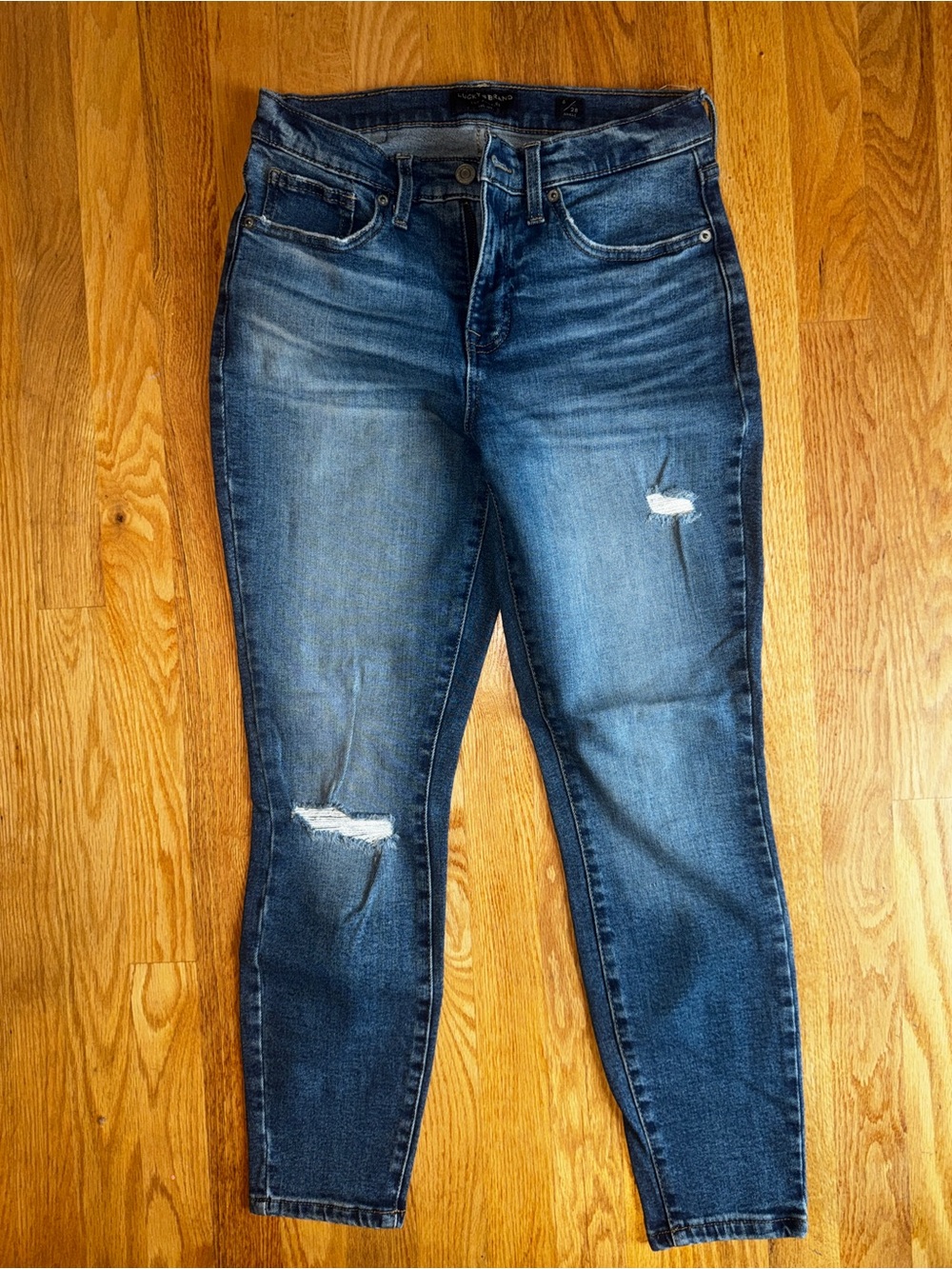 Lucky Brand Women's Ripped Skinny Jeans - Dark Blue Wash